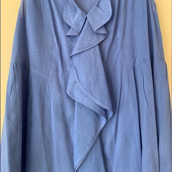 Anthropology Edme&Esyllte Ruffle Blue Top,sleeveless,size 0 - Picture 7 of 12